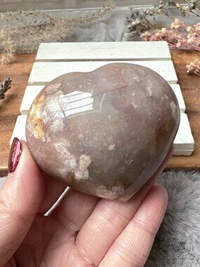 Beautiful Flower Agate Heart